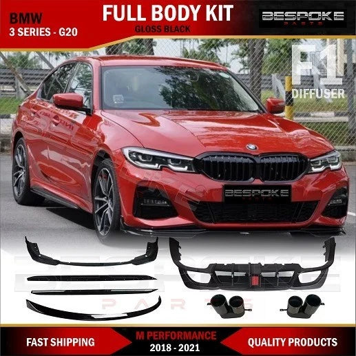 FOR BMW 3 SERIES G20 BODY KIT BODYKIT FRONT SPLITTER LIP F1 LIGHT REAR DIFFUSER