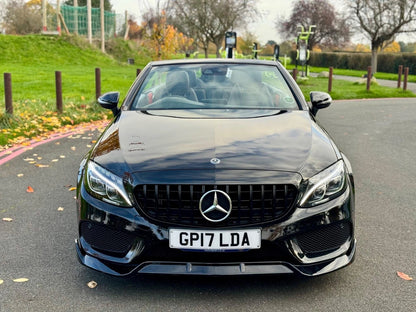MERCEDES C CLASS W205 C205 FRONT LIP SPOILER SPLITTER GLOSS BLACK FOR AMG 2014+