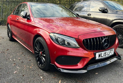 MERCEDES C CLASS W205 C205 FRONT LIP SPOILER SPLITTER GLOSS BLACK FOR AMG 2014+