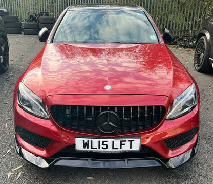 MERCEDES C CLASS W205 C205 FRONT LIP SPOILER SPLITTER GLOSS BLACK FOR AMG 2014+