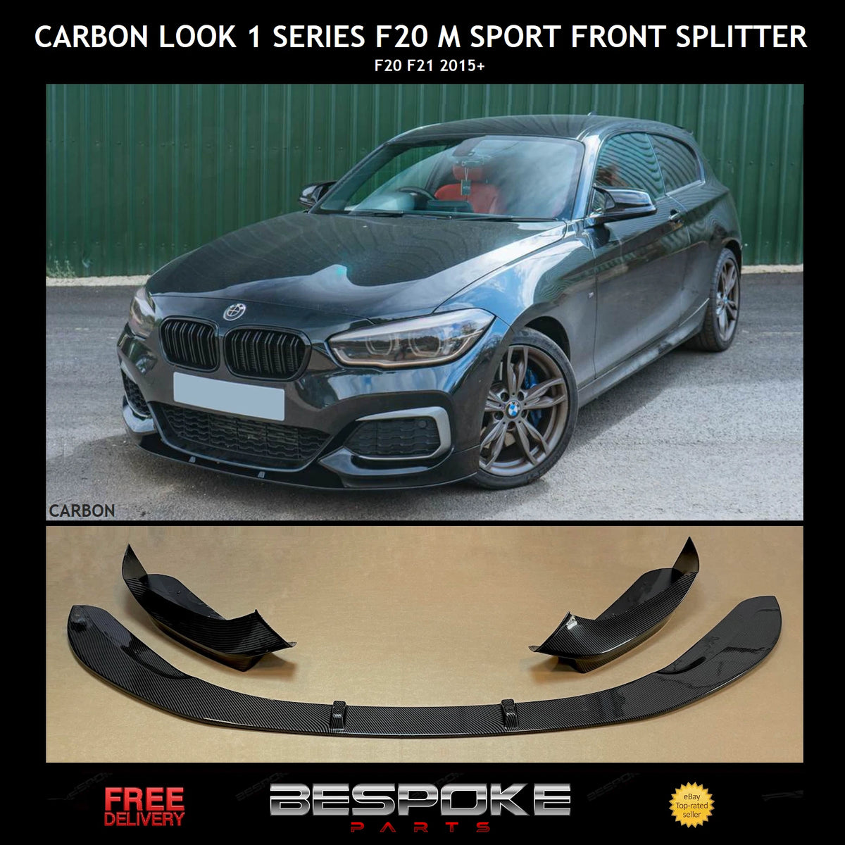 BMW 1 SERIES FRONT SPLITTER DIFFUSER BMW LCI CARBON LOOK F20 F21 LIP 2015+