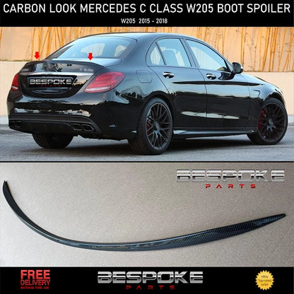 MERCEDES C CLASS REAR BOOT LID SPLITTER SPOILER C63 C43 AMG LIP CARBON LOOK