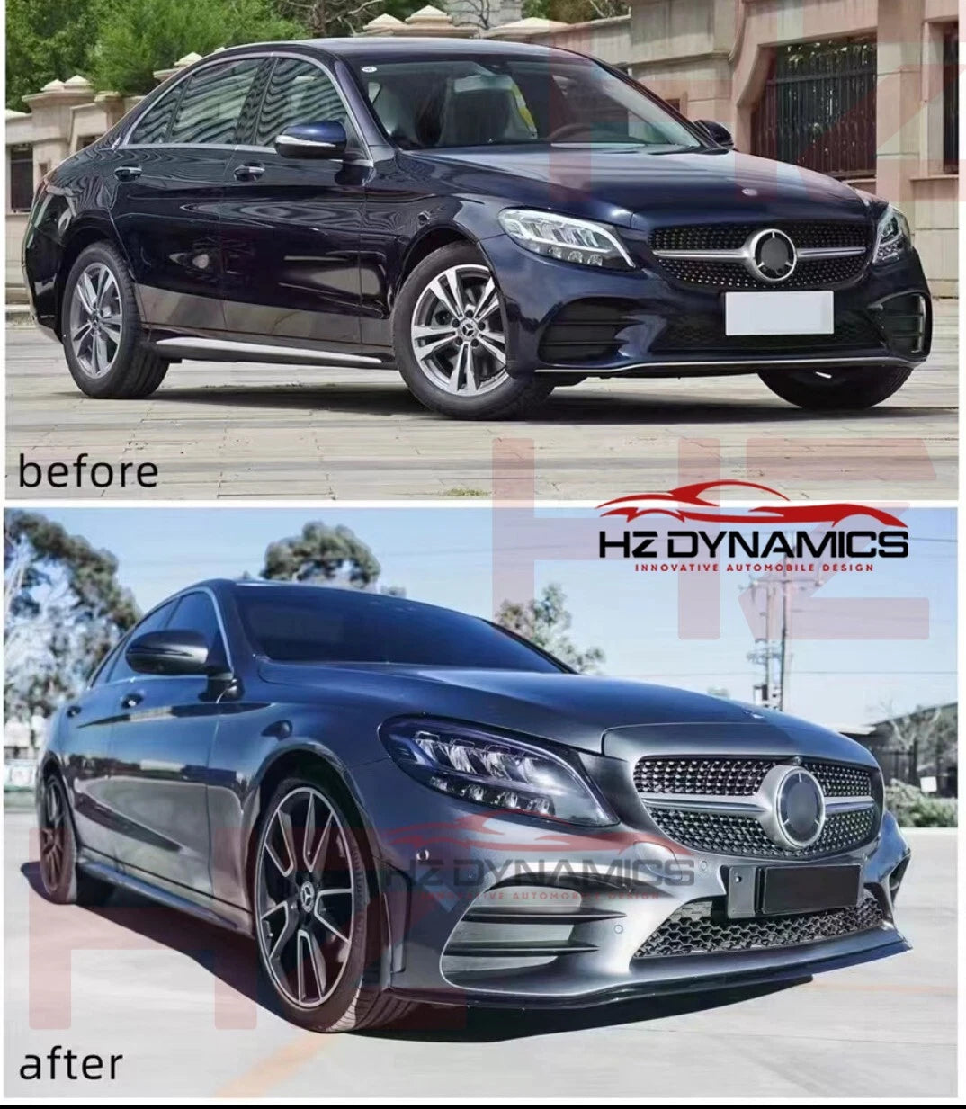 Gloss BLack Front Lip Splitter Spoiler For Mercedes C Class W205 C205 AMG 2019+