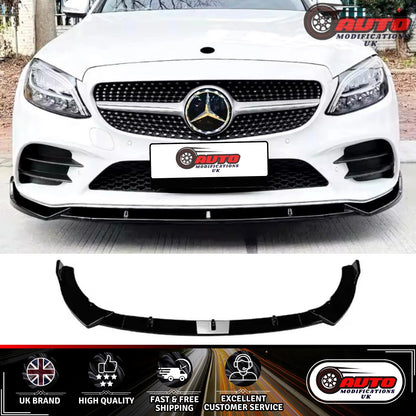 Mercedes C Class AMG Line C43 Front Splitter Spoiler Lip W205 C205 Gloss Black