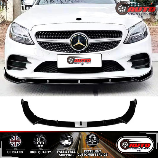 Mercedes C Class AMG Line C43 Front Splitter Spoiler Lip W205 C205 Gloss Black