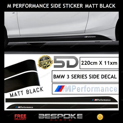MATTE BLACK VINYL STICKER SKIRT DECALS FOR BMW 3 SERIES F30 F31 M PERFORMANCE