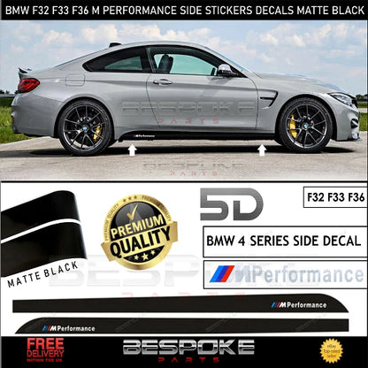 MATT BLACK SIDE STICKER SKIRT DECALS FOR BMW 4 SERIES F32 F33 F36 M PERFORMANCE