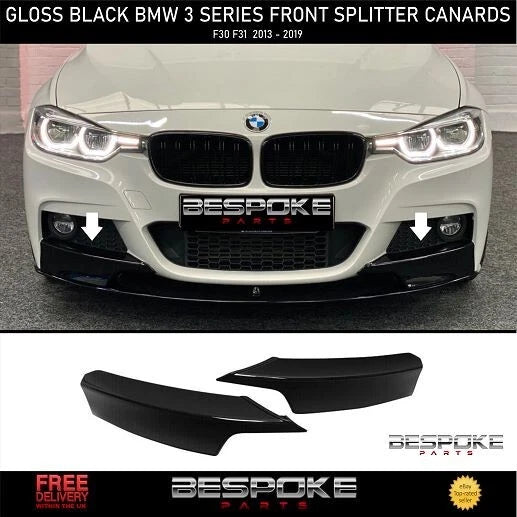 GLOSS BLACK F30 F31 SERIES FRONT SPLITTER SPOILER LIP CORNERS SKIRT 2009-2019