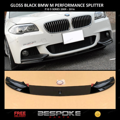 FOR BMW 5 SERIES F10 F11 M5 M SPORT LIP FRONT SPLITTER GLOSS BLACK M PERFORMANCE