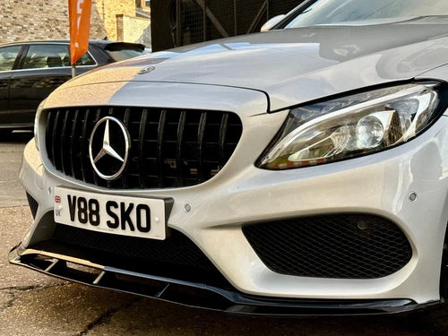 MERCEDES C CLASS C205 W205 FRONT LIP SPLITTER VALANCE GLOSS BLACK 3PCS AMG