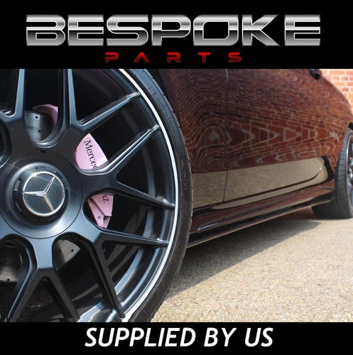 FOR MERCEDES W205 W204 C205 W176 A CLASS GLOSS BLACK SIDE SKIRT EXTENTION LIP