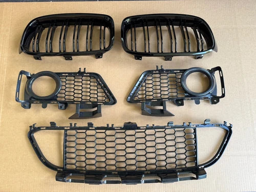 FOR BMW 3 SERIES F30 F31 M SPORT FOG LIGHT BUMPER GRILL+FRONT KIDNEY GRILL SET