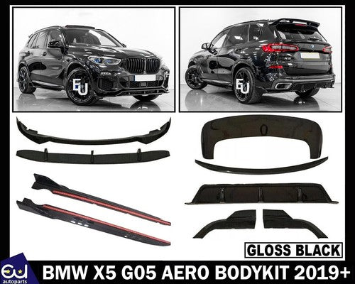 GLOSS BLACK FOR BMW X5 F15 AERO BODY KIT FRONT SPLITTER LIP + REAR DIFFUSER