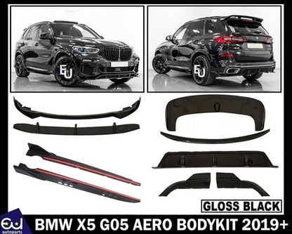GLOSS BLACK FOR BMW X5 F15 AERO BODY KIT FRONT SPLITTER LIP + REAR DIFFUSER