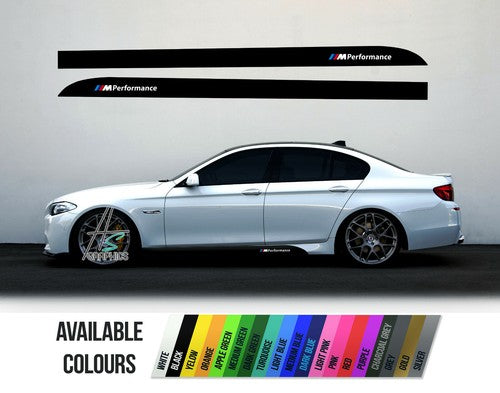 GLOSS BLACK SIDE STICKER SKIRT DECALS FOR BMW 5 SERIES F10 F11 M PERFORMANCE