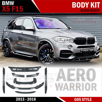 GLOSS BLACK FOR BMW X5 F15 AERO BODY KIT FRONT SPLITTER LIP + REAR DIFFUSER
