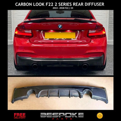 FOR BMW 2 SERIES F22 F23 FRONT LIP SPLITTER + REAR DIFFUSER M PERFORMANCE 2013+