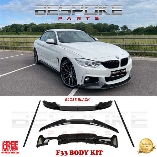 FOR BMW 4 SERIES F32 F33 F36 BODY KIT DIFFUSER SPLITTER LIP M SPORT GLOSS BLACK