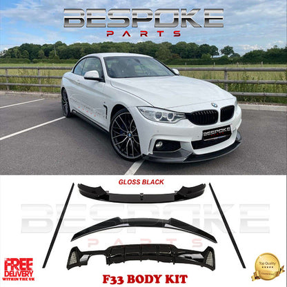 FOR BMW 4 SERIES F32 F33 F36 BODY KIT DIFFUSER SPLITTER LIP M SPORT GLOSS BLACK