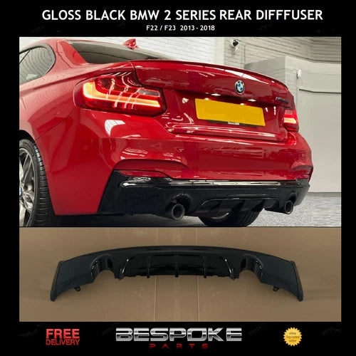 FOR BMW 2 SERIES F22 F23 M235i M40i REAR DIFFUSER LIP GLOSS BLACK M PERFORMANCE