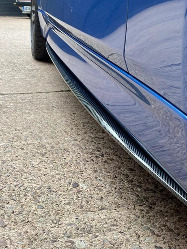 FOR BMW F30 F31 M SPORT STYLE SIDE SKIRT LIP EXTENSION CARBON LOOK BLADES 2012+