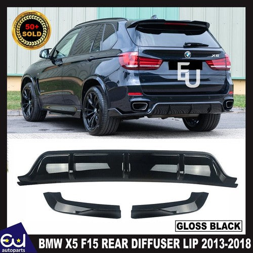 GLOSS BLACK FOR BMW X5 F15 AERO BODY KIT FRONT SPLITTER LIP + REAR DIFFUSER