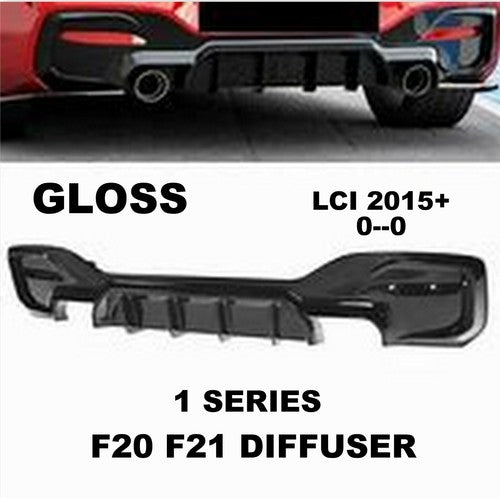 FOR BMW 1 SERIES F20 F21 REAR DIFFUSER LIP 135/140 LOOK LCI GLOSS BLACK 2015+