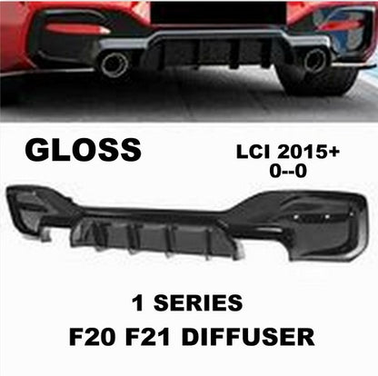 FOR BMW 1 SERIES F20 F21 REAR DIFFUSER LIP 135/140 LOOK LCI GLOSS BLACK 2015+