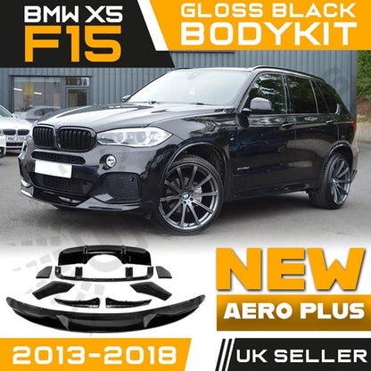 GLOSS BLACK FOR BMW X5 F15 AERO BODY KIT FRONT SPLITTER LIP + REAR DIFFUSER