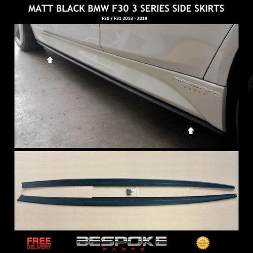 FOR BMW F30 F31 M MATTE BLACK SIDE SKIRT EXTENSION LIP M PERFORMANCE 2012-2019
