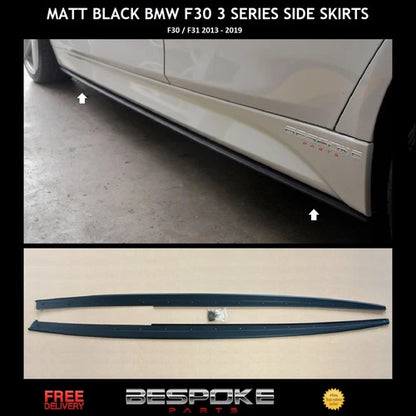 FOR BMW F30 F31 M MATTE BLACK SIDE SKIRT EXTENSION LIP M PERFORMANCE 2012-2019