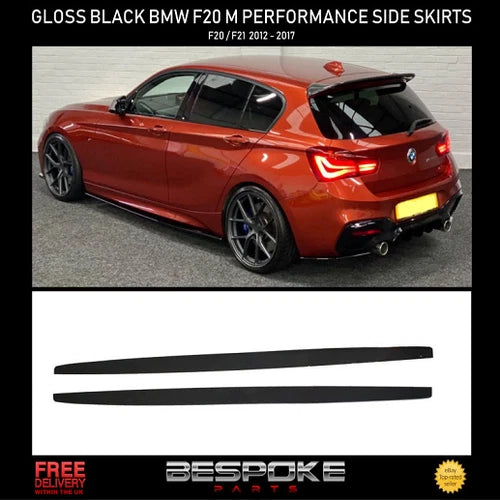 GLOSS BLACK BMW F20 F21 M PERFORMANCE STYLE SIDE SKIRT EXTENSION 2012-2018 BLADE