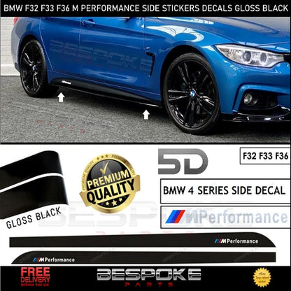 GLOSS BLACK SIDE STICKER SKIRT DECALS FOR BMW 4 SERIES F32 F33 F36 M PERFORMANCE