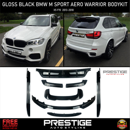 GLOSS BLACK FOR BMW X5 F15 AERO BODY KIT FRONT SPLITTER LIP + REAR DIFFUSER
