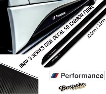 SIDE STICKERS FOR BMW 3 SERIES F30 F31 M PERFORMANCE SKIRT VINYL DECALS CARBON