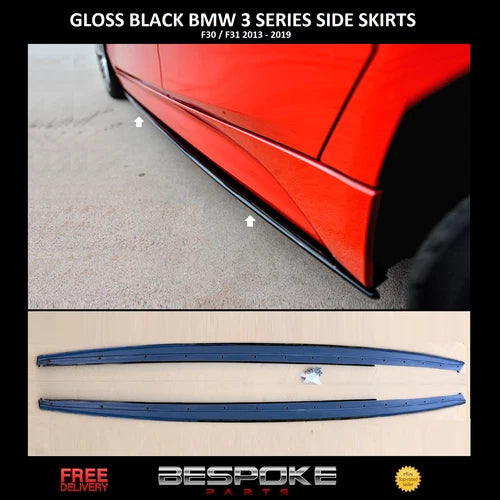 FOR BMW 3 SERIES F30 F31 SIDE SKIRTS EXTENSIONS BLADES GLOSS BLACK SPLITTER LIP
