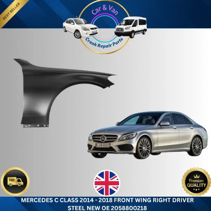 For Mercedes C-Class W205 2014–2018 Front Right Wing Fender – Driver Side Steel